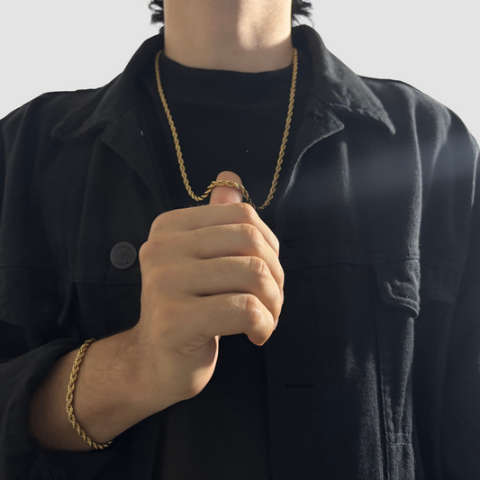 Combo Cadena Más Pulsera Lazo Oro Laminado 18K